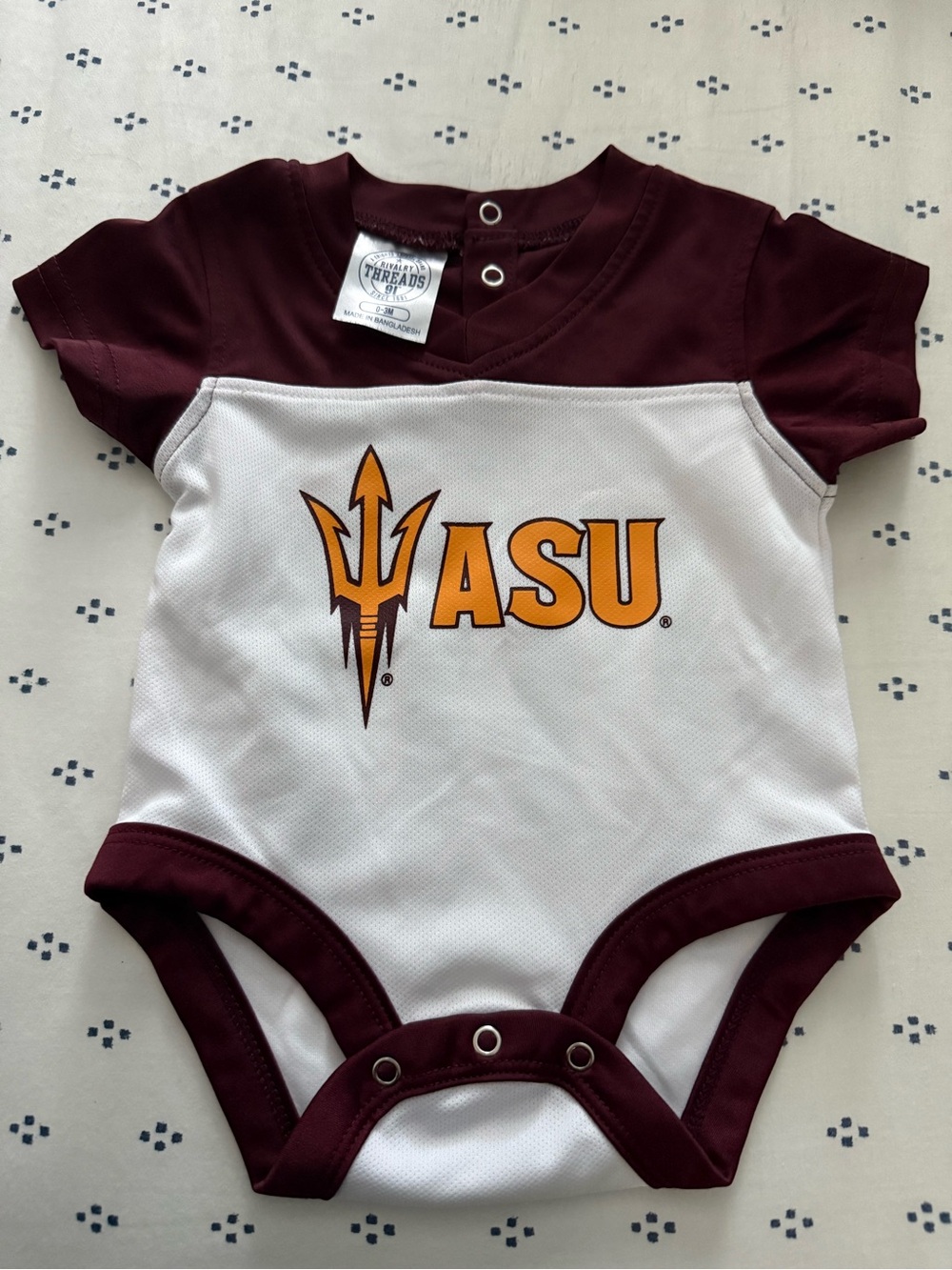 Rivalry Threads Maroon, White & Gold ASU Baby One-Piece